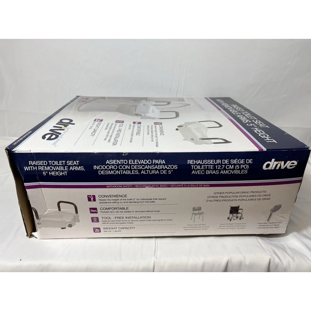 Locking Raised Toilet Seat w/Removable Padded Arms, 20.5
